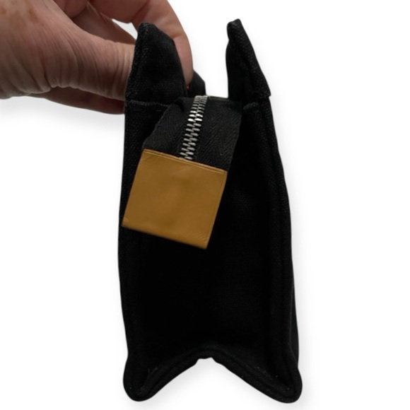 HERMÈS Cosmetic Pouch Toile Fourre-Tout Make Up Bag Black Canvas - Picture 8 of 13